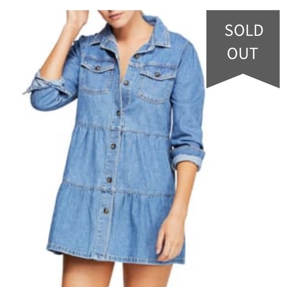 free people nicole denim shirt dress Free People NWT Nicole Denim Shirt Dress Medium M Indigo New